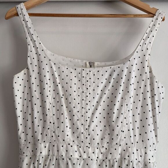 Marc Jacobs Dotty Polka Dot Flare Cotton Chambray Dress White & Black Size 10 - Picture 4 of 7